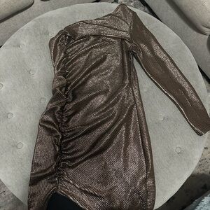 Glamorous One Shoulder Metallic Dress